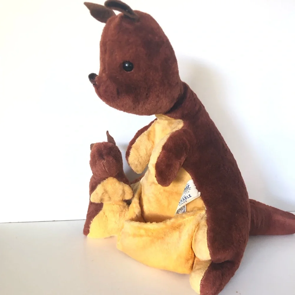 Vintage plush Kanga and Roo stuffed toy authentic from Winnie the Pooh 1963